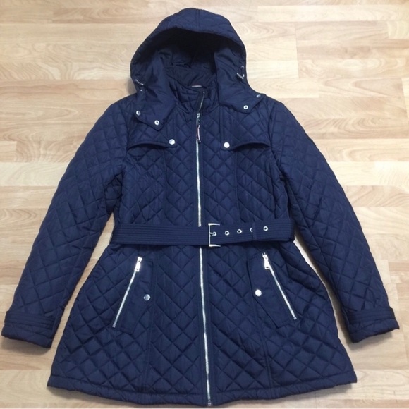 Tommy Hilfiger Navy Blue Hooded Winter Coat - Picture 2 of 16
